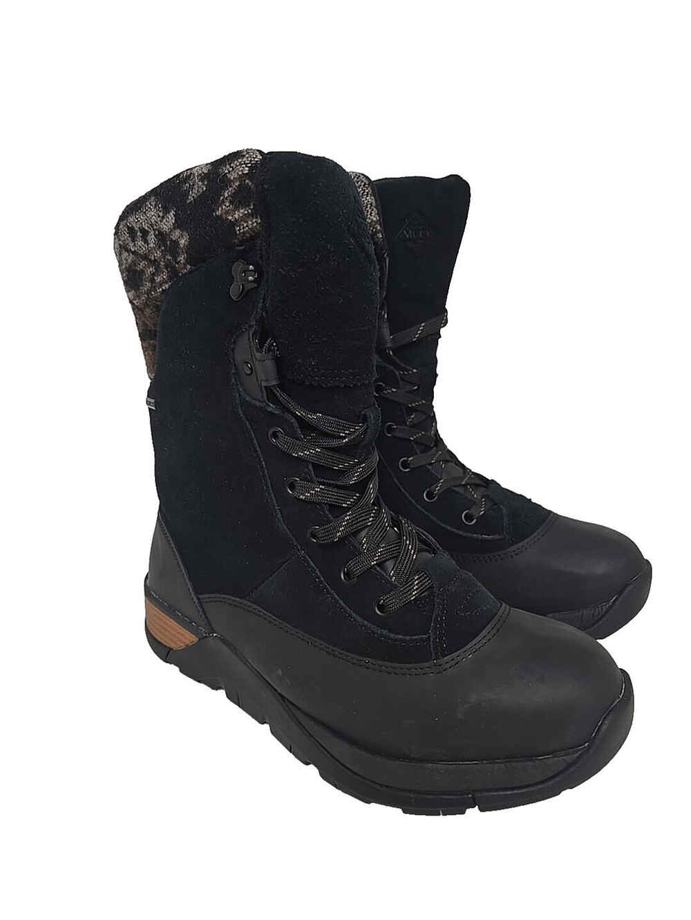 Muck Boots Women's Apres Lace V2 Leather Waterproof Boot Black Size 7.5M